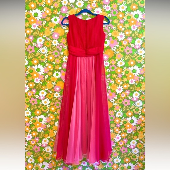 XS/S| 60s “Jack Bryan” Chiffon Multi Colored Pink Prom Formal Gown - Picture 5 of 7